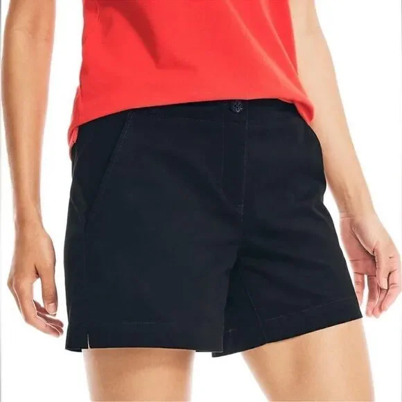 Nautica Women’s Mid-Rise Twill Shorts Black NEW Size 6 - Picture 2 of 7